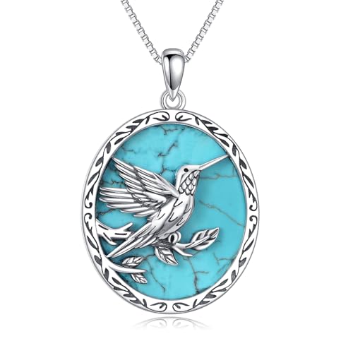 WSX Natürlicher Türkis Kolibri Anhänger Halskette, Sterling Silber Native American Western Schmuck Geburtstagsgeschenk für Frauen WSX Natürlicher Türkis Kolibri Anhänger Halskette, Sterling Silber Native American Western Schmuck Geburtstagsgeschenk für Frauen von WSX