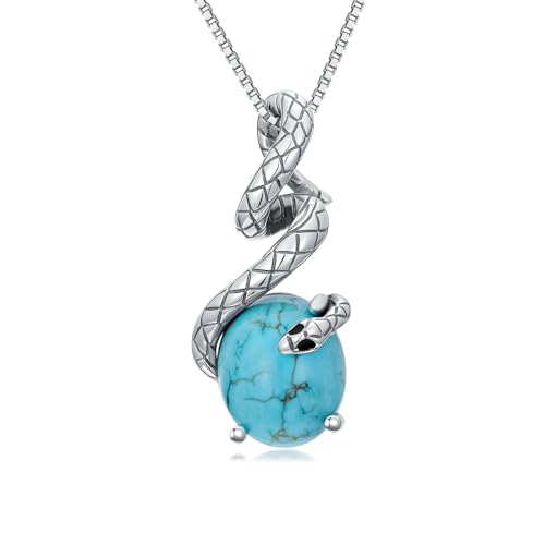 WSX Natürlicher Türkis Schlange Anhänger Halskette, Sterling Silber Vintage Native American Western Schmuck Geburtstagsgeschenk für Frauen WSX Natürlicher Türkis Schlange Anhänger Halskette, Sterling Silber Vintage Native American Western Schmuck Geburtstagsgeschenk für Frauen von WSX