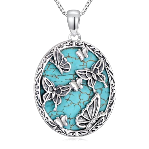 WSX Natürlicher Türkis Schmetterling Halskette, Sterling Silber Native American Vintage Anhänger Western Schmuck Geburtstagsgeschenk für Frauen WSX Natürlicher Türkis Schmetterling Halskette, Sterling Silber Native American Vintage Anhänger Western Schmuck Geburtstagsgeschenk für Frauen von WSX