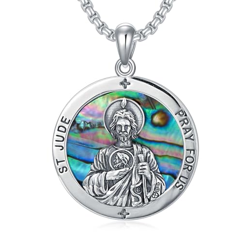 WSX St Jude Necklace for Men Women Sterling Silver Amulet Necklace for Father Husband von WSX