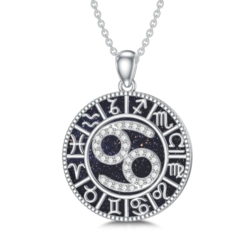 WSX Sterling Silber Krebs Sternzeichen Halsketten mit Blue Sandstone Sternzeichen Charm Horoskop Astrologie Schmuck für Frauen Männer WSX Sterling Silber Krebs Sternzeichen Halsketten mit Blue Sandstone Sternzeichen Charm Horoskop Astrologie Schmuck für Frauen Männer von WSX