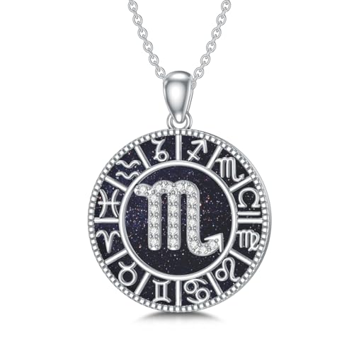 WSX Sterling Silber Skorpion Sternzeichen-Halsketten mit Blue Sandstone Sternzeichen-Charm Horoskop Astrologie-Schmuck für Frauen Männer WSX Sterling Silber Skorpion Sternzeichen-Halsketten mit Blue Sandstone Sternzeichen-Charm Horoskop Astrologie-Schmuck für Frauen Männer von WSX
