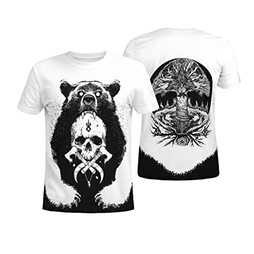 WSXJJ 3D Nordischer Berserker Kapuzenpullover für Herren, Wikinger Bär Krieger Tattoo Sweatshirt Lässiges T-Shirt Unisex Straßenjacke,Berserker Shirt,XL von WSXJJ