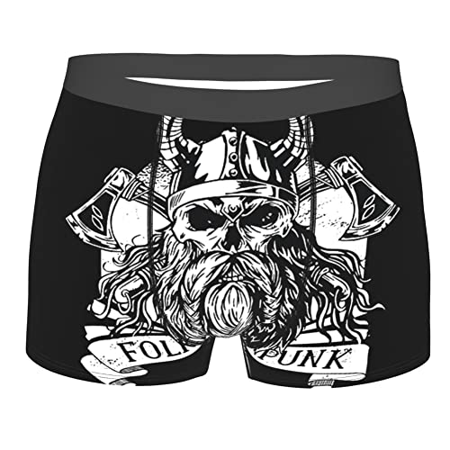 WSXJJ Herren Wikinger Boxershorts Shorts Unterwäsche, 3D Gedruckte Nordic Tattoo Höschen Weiche Atmungsaktive Unterhose,Folk Punk,L von WSXJJ