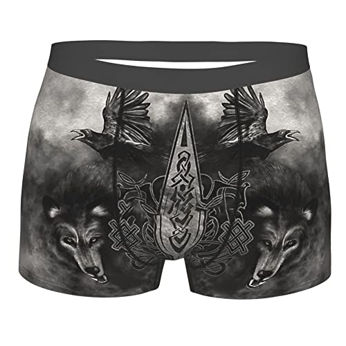 WSXJJ Herren Wikinger Boxershorts Shorts Unterwäsche, 3D Gedruckte Nordic Tattoo Höschen Weiche Atmungsaktive Unterhose,Gungnir Fenrir,S von WSXJJ