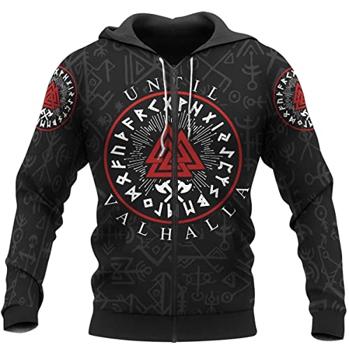 WSXJJ Wikinger Tattoo Walhalla Herren Sweatshirt, Nordischer Krieger Totenkopf Hoodie 3D Hemd Freizeitpullover Jacke Geschenk,Valhalla Zipper,3XL WSXJJ Wikinger Tattoo Walhalla Herren Sweatshirt, Nordischer Krieger Totenkopf Hoodie 3D Hemd Freizeitpullover Jacke Geschenk,Valhalla Zipper,3XL von WSXJJ