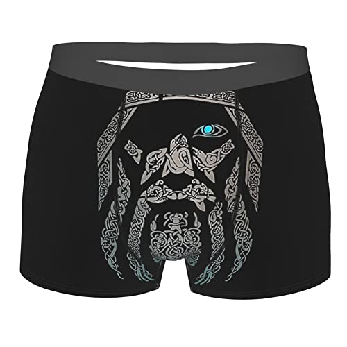 WSXJJ Wikinger lustig 3D Gedruckte Boxershorts für Herren, Nordic Tattoo Höschen Neuheit Humorvolle Shorts,Odin god,L von WSXJJ