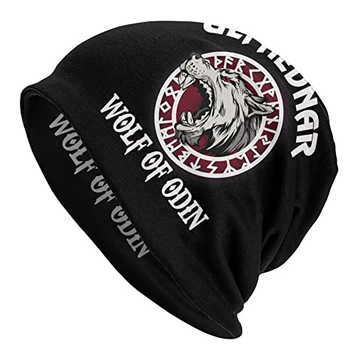 Wikinger Mützen Mützen Street Skullies Nordische Mütze Männer Frauen Mode Hut Winterwarme Hip-Hop Kappe,Wolf of odin,One Size von WSXJJ