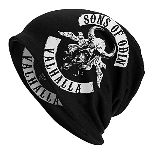 Wikinger Street Skullies Mützen Mützen Sons Of Odin Bonnet Herren Damen Mode Hut Winterwarme Hip-Hop-Kappe,Odin valhalla,One Size von WSXJJ