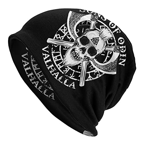 Wikinger Street Skullies Mützen Mützen Sons of Odin Bonnet Herren Damen Mode Hut Winterwarme Hip-Hop-Kappe,Skull Odin,One Size von WSXJJ