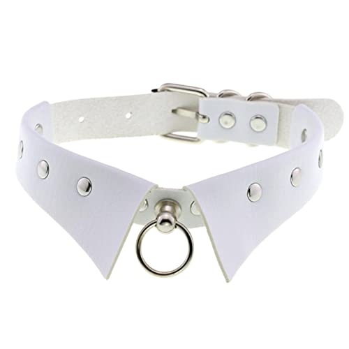 WSZJLN Harajuku Schwarz Punk Choker Halsband Halskette PU Leder Choker am Hals Gothic Halskette Damen Gothic Drehmomente Schmuck - Weiß von WSZJLN