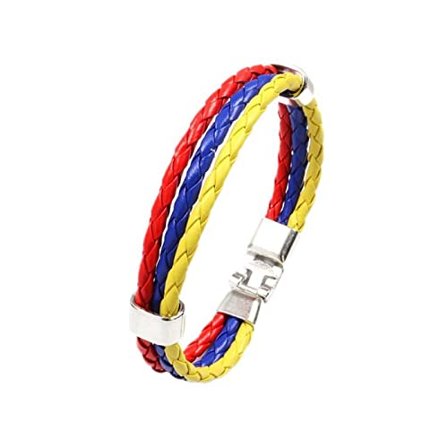 WSZJLN Herren Damen Spanien Deutschland Frankreich Italien Argentinien Nationalflagge PU Leder Armbänder Buntes Paar Armband Handmade Schmuck Geschenk - Kolumbien von WSZJLN