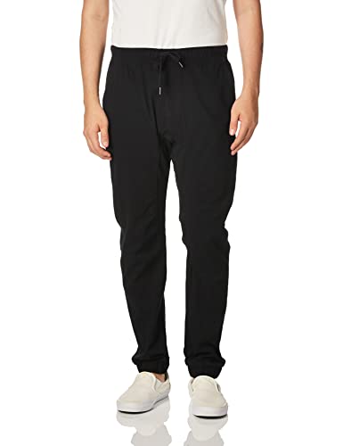 WT02 Herren Jogginghose in einfarbigen Farben und Stretch-Twill Lässige Hose, Schwarz, Klein von WT02