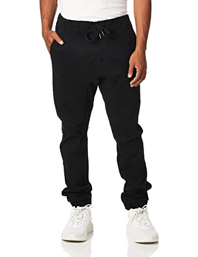 WT02 Herren Jogginghose aus Twill Lässige Hose, Schwarz A, XXL von WT02