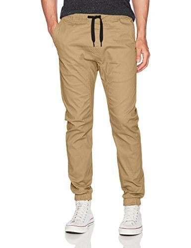 WT02 Herren Jogginghose in einfarbigen Farben und Stretch-Twill Lässige Hose, Light Khaki (All Season), Groß von WT02