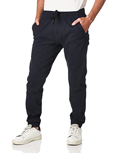 WT02 Herren Jogginghose aus Baumwoll-Twill, Dehnbar, Bequeme Passform Lässige Hose, Navy-A, X-Groß von WT02