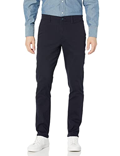 WT02 Herren Skinny Fit Basic Chinohose aus dehnbarer Baumwolle Lässige Hose, Marineblau, 34W / 32L von WT02