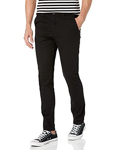 WT02 Herren Lange Basic Stretch Skinny Chino Lässige Hose, Schwarz (neu), 34W / 30L von WT02