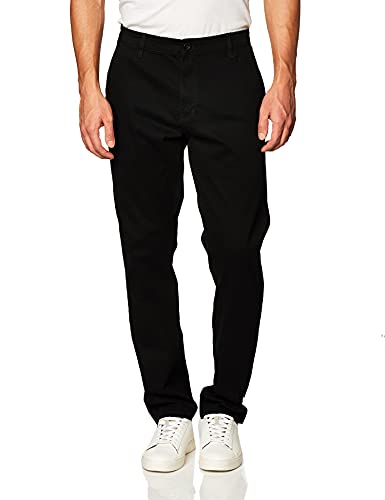 WT02 Herren Skinny Fit Basic Chinohose aus dehnbarer Baumwolle Lässige Hose, Schwarz, 32W / 32L von WT02