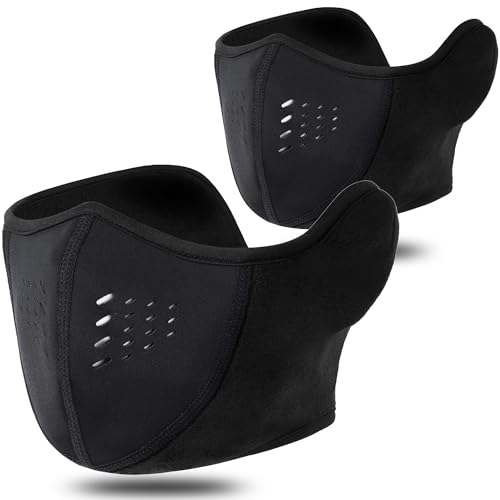 WTACTFUL Atmungsaktiv Halbe Sturmhaube Skifahren Sturmmaske Balaclava Halsschlauc Skihaube Herren Ski Maske Winter Warme für Motorrad Fahren Laufen Skifahren Snowboarden 2 Stück Schwarz von WTACTFUL