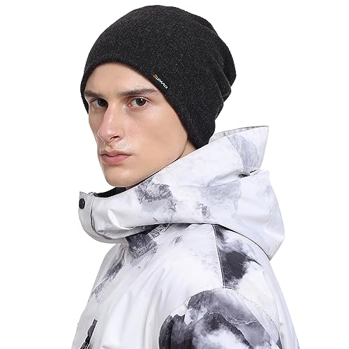 WTACTFUL Schwarz Warme Slouchy Beanie für Männer Wintermützen für Jungs Coole Beanies Skull Cap Herren Damen Thermal Warm Thick Skully Stocking Binie Hat für Skifahren Snowboard von WTACTFUL