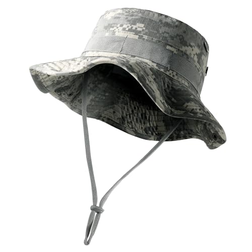 WTACTFUL Sonnenhut Herren UV Schutz Fischerhüte Faltbar Anglerhut Sonnenschutz Hut Outdoor Sommerhut Wanderhut Camping Reisen Angeln ACU von WTACTFUL