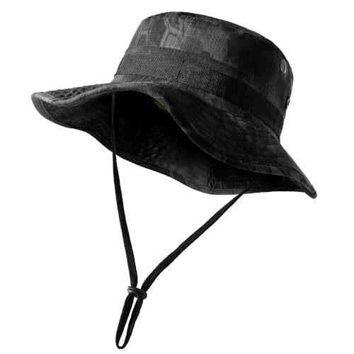 WTACTFUL Sonnenhut Herren UV Schutz Fischerhüte Faltbar Anglerhut Sonnenschutz Hut Outdoor Sommerhut Wanderhut Camping Reisen Angeln Schwarze Python von WTACTFUL