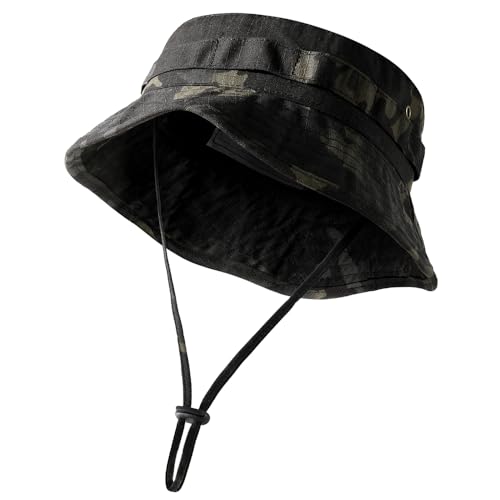 WTACTFUL Sonnenhut Herren UV Schutz Fischerhüte Faltbar Anglerhut Sonnenschutz Hut Outdoor Sommerhut Wanderhut Camping Reisen Angeln Schwarzes CP-Camo von WTACTFUL