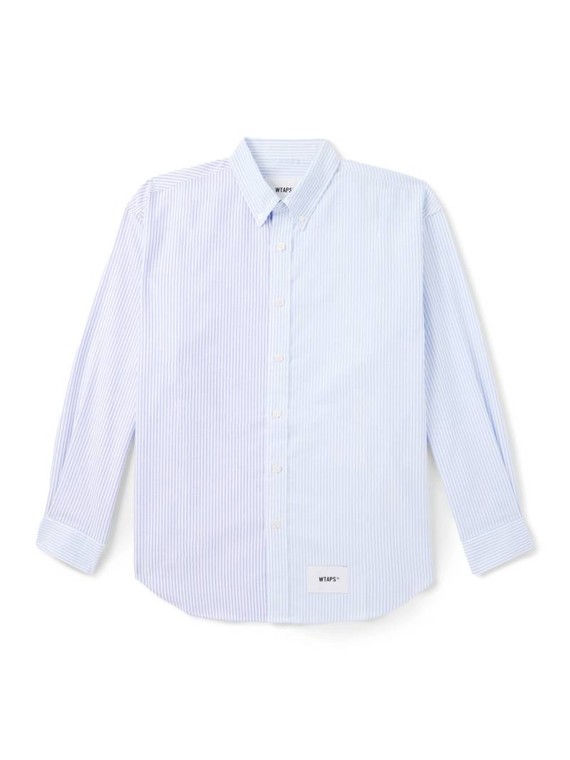 WTAPS - Button Down-Collar Logo-Appliquéd Panelled Striped COOLMAX® Shirt - Men - Blue - XL von WTAPS