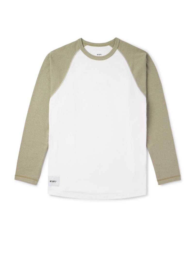 WTAPS - Ian Logo-Appliquéd Two-Tone Cotton-Jersey T-Shirt - Men - Neutrals - XL von WTAPS
