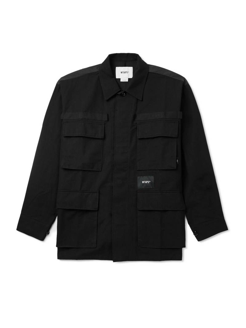 WTAPS - Veiny Appliquéd Embroidered Cotton-Twill and Printed Ripstop Overshirt - Men - Black - M von WTAPS