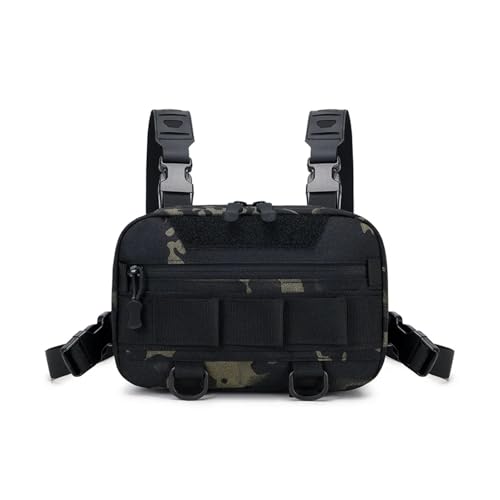 Brusttasche Herren Männer Brust Tasche Angeln Weste Rucksack Reise wasserdichte Nylon Klettern Camping Rucksäcke Outdoor Fanny Pack(Black1) von WTAXBH
