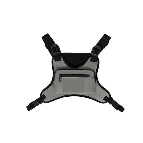 Brusttasche Herren Männer Oxford Brust Packs Nylon Unisex Taschen Hip Hop Multi-Pocket Weste Rucksäcke(Light Grey) von WTAXBH