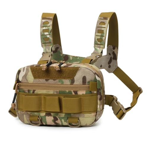 Brusttasche Herren Multifunktionale Brustweste mit Hüfttasche for Sport- und Outdoor-Aktivitäten, Tasche for Herren(Brown) von WTAXBH