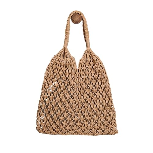 Gewebte Tasche Ankunft Aushöhlen Umhängetaschen for Frauen Große Kapazität Stroh Handtasche Totes Vintage Reise Strand Tasche Shopping Pack(Light tan) von WTAXBH