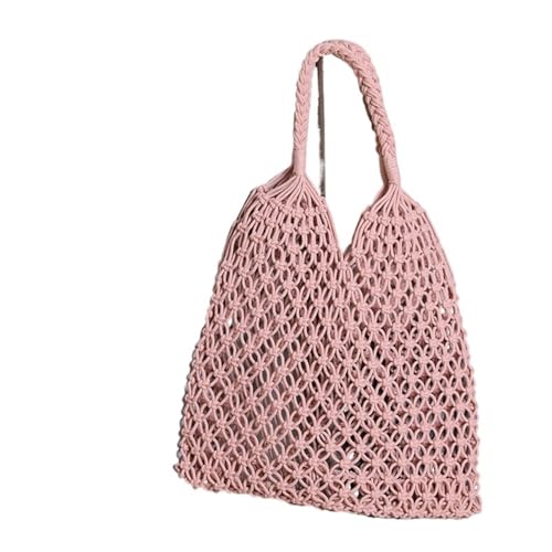 WTAXBH Gewebte Tasche Ankunft Aushöhlen Umhängetaschen for Frauen Große Kapazität Stroh Handtasche Totes Vintage Reise Strand Tasche Shopping Pack(Pink) von WTAXBH