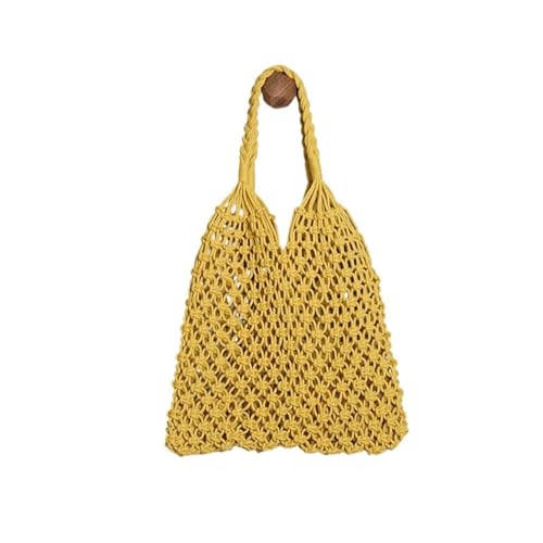 WTAXBH Gewebte Tasche Ankunft Aushöhlen Umhängetaschen for Frauen Große Kapazität Stroh Handtasche Totes Vintage Reise Strand Tasche Shopping Pack(Yellow) von WTAXBH
