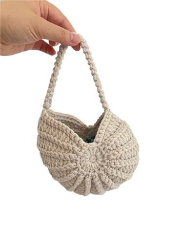 WTAXBH Gewebte Tasche Conch Woven Damentasche Exquisite handgestrickte Handtasche Muscheltasche Mini Handgelenktasche(Beige) von WTAXBH
