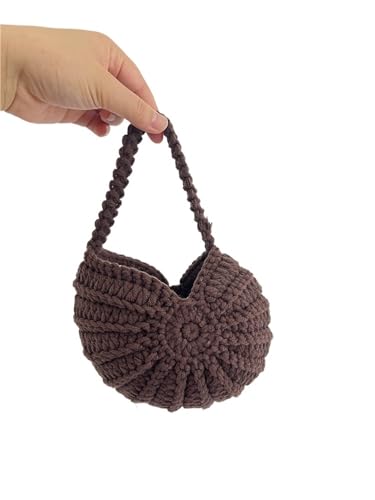 WTAXBH Gewebte Tasche Conch Woven Damentasche Exquisite handgestrickte Handtasche Muscheltasche Mini Handgelenktasche(Brown) von WTAXBH