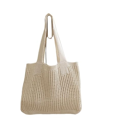WTAXBH Gewebte Tasche Damen Mädchen Gestrickte Schultertaschen Retro Hohl Gewebt Große Kapazität Shopper Handtaschen Häkeltasche(Beige) von WTAXBH