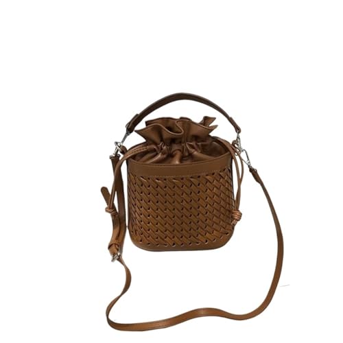 WTAXBH Gewebte Tasche Damen Messenger Handtasche Schulter Hohl Gewebte Tasche Sommer Eimer Casual Innenstoff Shopping(Color03) von WTAXBH