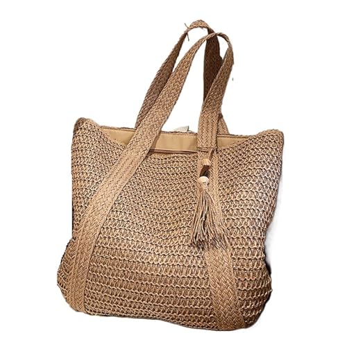 WTAXBH Gewebte Tasche Elegante Damen Stroh gewebte Handtasche Sommer Strand Casual Tote Top-Griff Taschen große Kapazität Mode Damen Schulter(Blue) von WTAXBH
