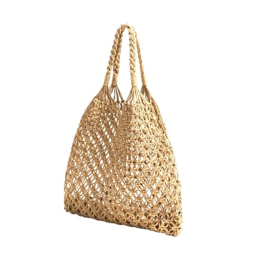 WTAXBH Gewebte Tasche Elegante gewebte Schultertasche Hobo-Geldbörsen Fischernetz Handarbeit Strand Reisehandtasche Sommer Shopper Einkaufstaschen(Color 1) von WTAXBH