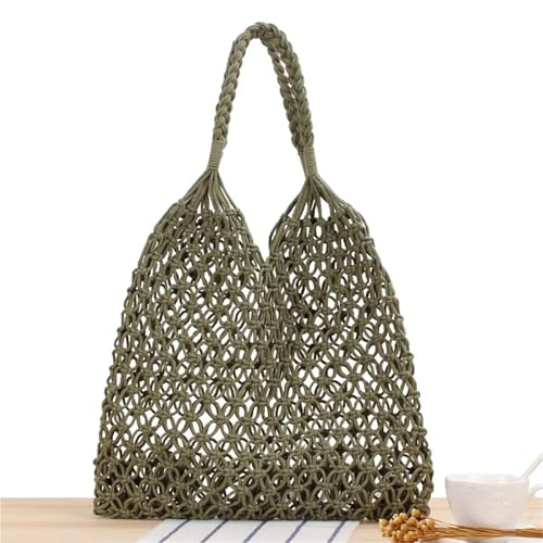 WTAXBH Gewebte Tasche Elegante gewebte Schultertasche Hobo-Geldbörsen Fischernetz Handarbeit Strand Reisehandtasche Sommer Shopper Einkaufstaschen(Color 6) von WTAXBH