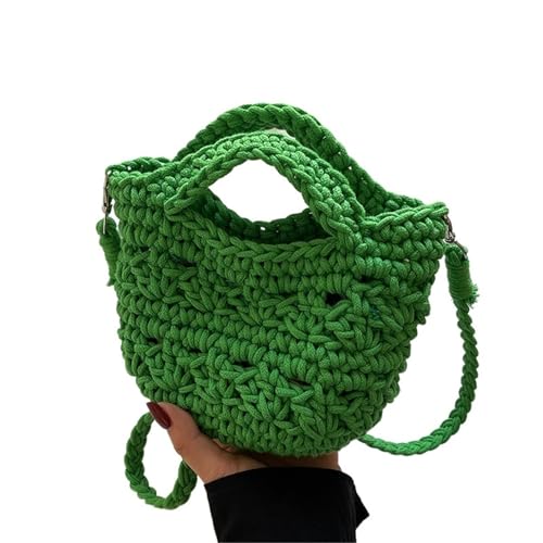 WTAXBH Gewebte Tasche Gestrickte Umhängetasche Casual Beach Design Kleine gewebte St Damenhandtasche Weicher Stoff(Green) von WTAXBH