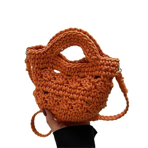 WTAXBH Gewebte Tasche Gestrickte Umhängetasche Casual Beach Design Kleine gewebte St Damenhandtasche Weicher Stoff(Orange) von WTAXBH
