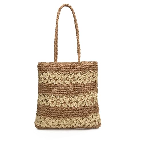 WTAXBH Gewebte Tasche Gewebte Strohtasche, eine Retro-Schultertasche for Damen, Rattan-Handtasche, Strand-Tragetaschen, ein Reisewunder von WTAXBH