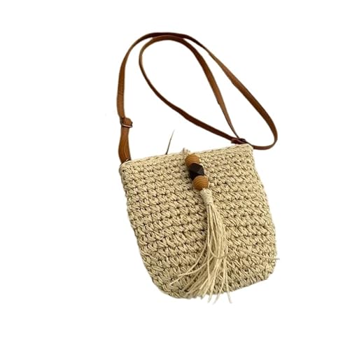 WTAXBH Gewebte Tasche Gewebte aushöhlen Umhängetasche Damen Sommer Strand Tote Casual Sling Bag for Reisen Urlaub(Beige) von WTAXBH
