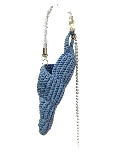WTAXBH Gewebte Tasche Handgewebte Muschelschalen-Handtasche in reiner Farbe, Umhängetasche(Blue) von WTAXBH