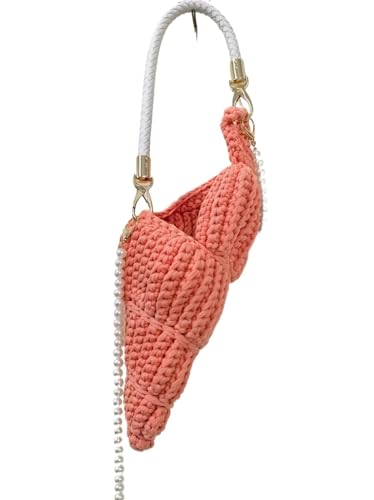WTAXBH Gewebte Tasche Handgewebte Muschelschalen-Handtasche in reiner Farbe, Umhängetasche(Orange) von WTAXBH